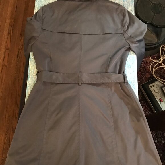 Sandro Studio Women's Grey Trench Coat Belted Jacket Size Medium Pre-Owned - Picture 7 of 10
